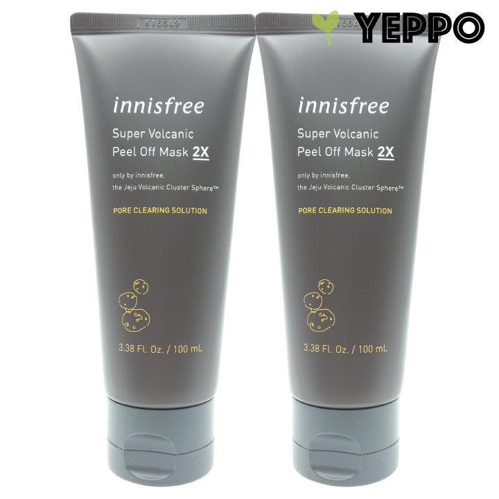 当店一番人気 ピールオフマスク 剥がすパック 韓国コスメ Innisfree 2x スーパーヴォルカニック 100mlx2本 イニスフリー パック