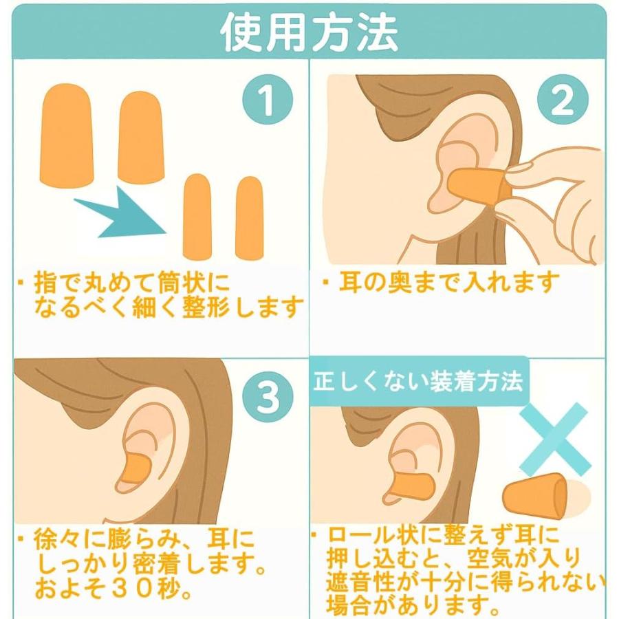 100個 ]（100ペア) 耳栓 大容量 個装タイプ 耳せん ソフトタイプ 安眠