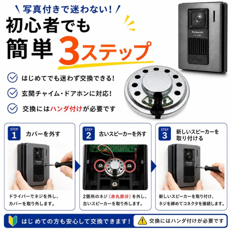 お試し価格] スピーカー 28mm 0.5W 8Ω ドアホン 子機 互換