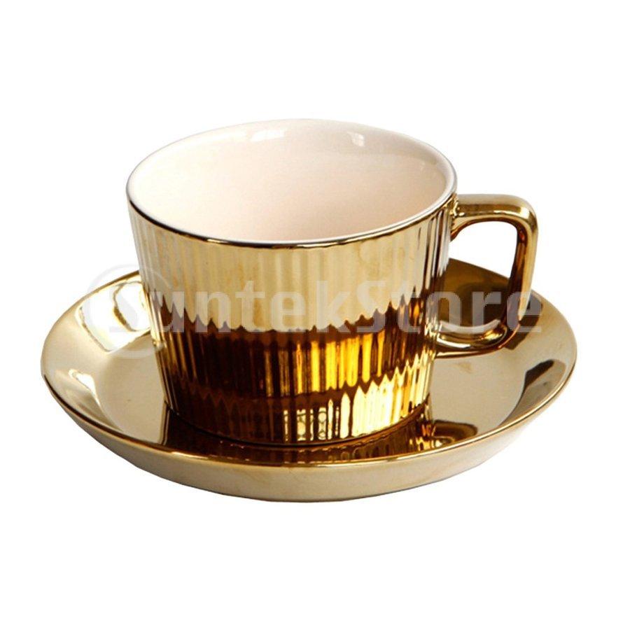 イェスショップゴールドメッキ茶 コーヒーカップw オーサーセットセラミックエスプレッソカップオフィス ホワイト 超格安価格