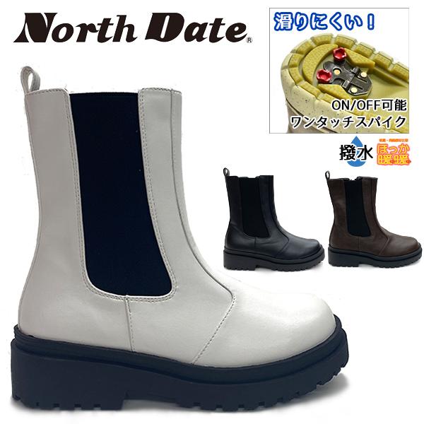 ノースデイト レディース スノーシューズ ブーツ スノーブーツ ウインター スパイク 防滑 撥水 あたたかい 吸湿発熱 North Date KH7201 BOS | 
