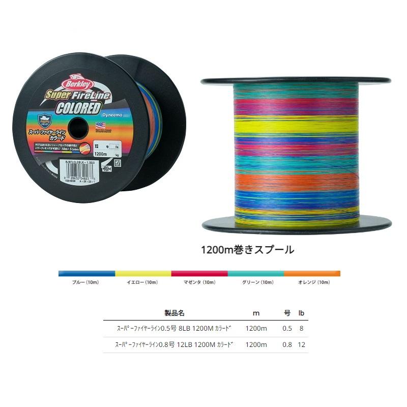 バークレイ スーパーファイヤーライン 1200m カラード 0.8号 12LBの画像
