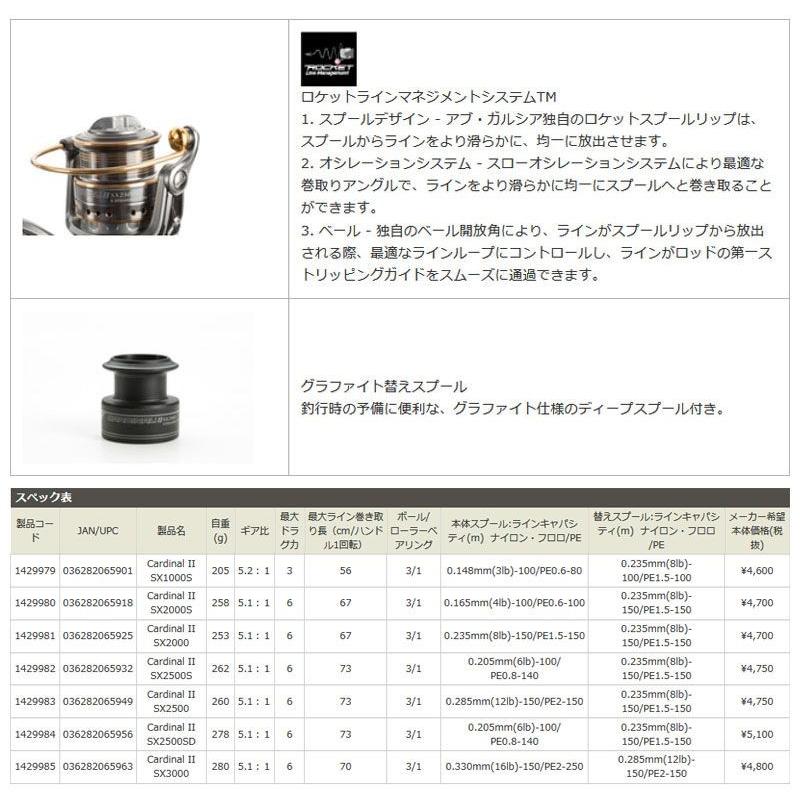 M412❀美品 アブガルシア CARDINAL 2 SX2500 リール 釣り具 アブガルシア(Abu Garcia) カーディナル II SX2500 1429983