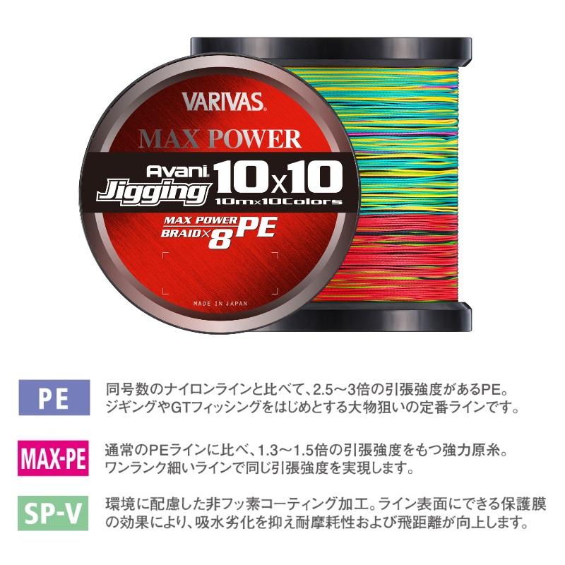 ジグ VARIVAS バリバス アバニジギング10×10マックスパワーPE X8 600m 12号