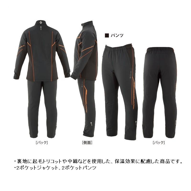 がまかつ　GM-3613 トレーニングウォームスーツ LL ブラックxオレン / 防寒ウェア 上下 セットアップ ジャージ 中着ジ 