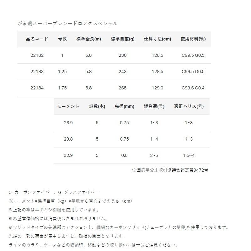 Gamakatsu がまかつ がま磯 スーパープレシードロング 1.75号