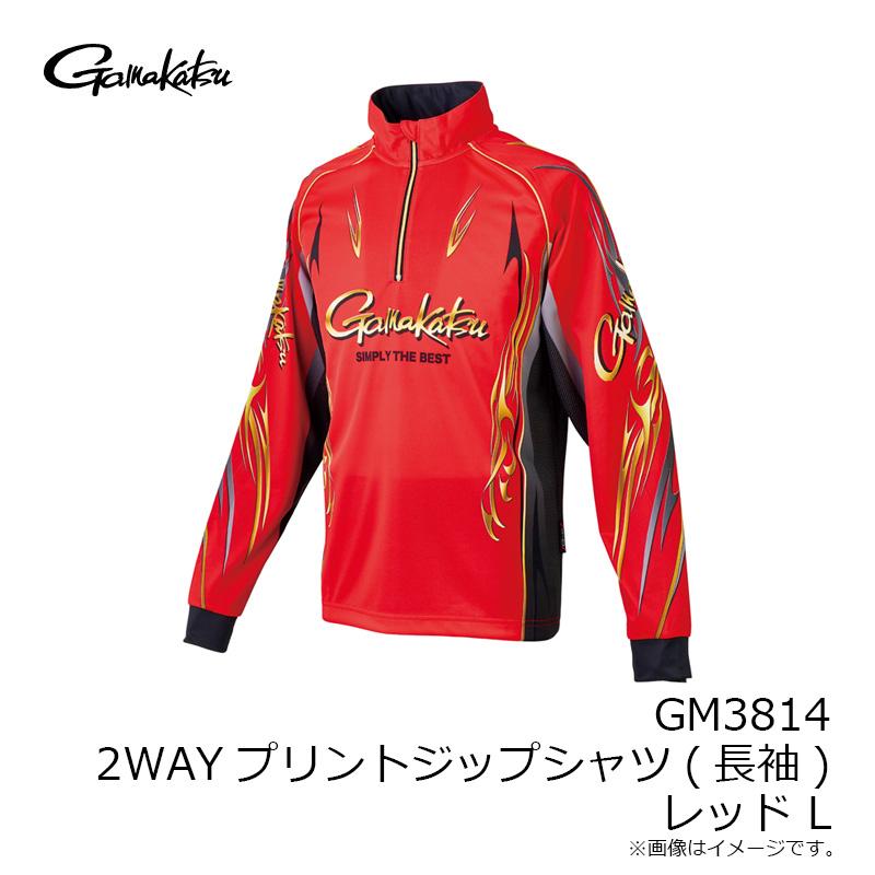 Gamakatsu（がまかつ） GM3814 2WAYプリントジップシャツ(長袖) レッド