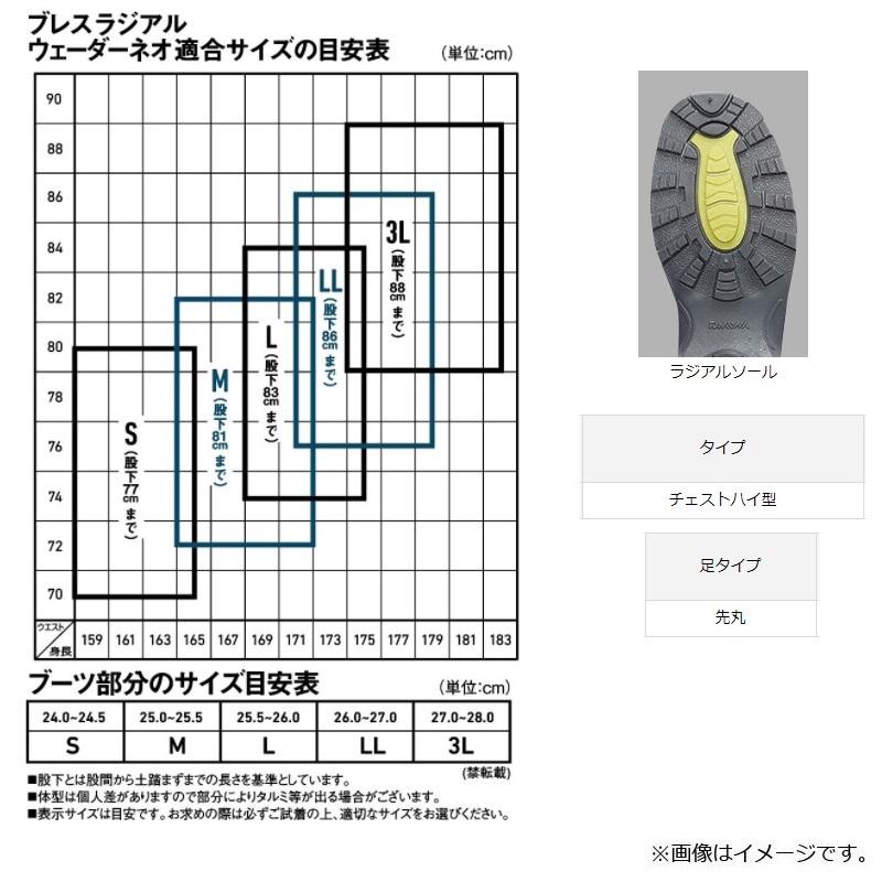 ダイワ ブレスラジアルウェーダーネオ RW-4350B-NE 先丸 M ブラック