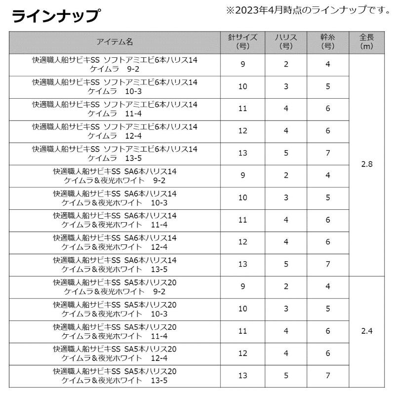 ダイワ 快適職人船サビキSS SA6本ハリス14 ケイムラ&夜光ホワイト 9-2