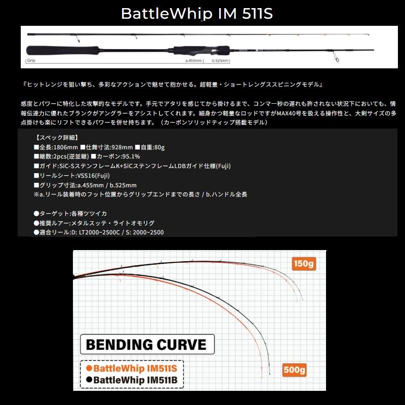 ヤマガブランクス バトルウィップ IM511S / イカメタル スピニング