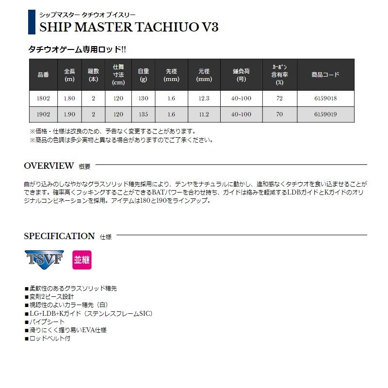 宇崎日新 シップマスタータチウオV3 1902 : 釣具のFTO ヤフー店 - 通販