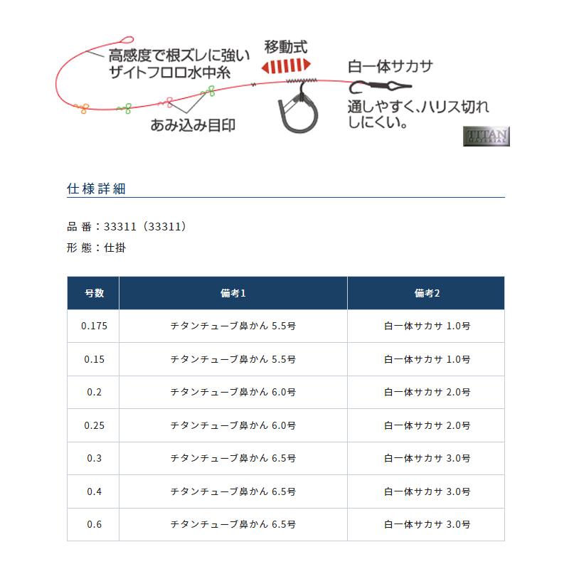 オーナー SR-26 張替え仕掛 フロロ水中糸仕様 0.3号 : 釣具のFTO