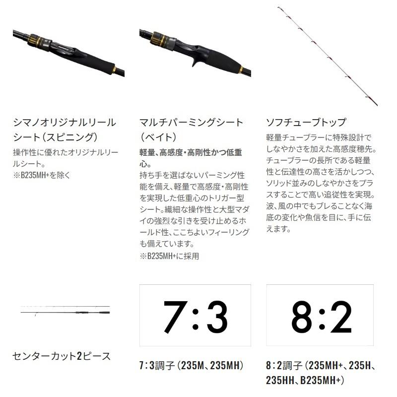 シマノ 25炎月BB 一つテンヤマダイ 235H / 船 竿 ひとつテンヤの画像
