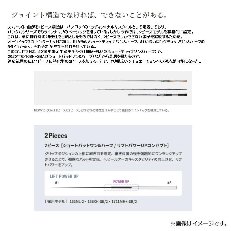 シマノ（SHIMANO） 22 バンタム 163ML-2 / バス ベイト ロッド 2ピース