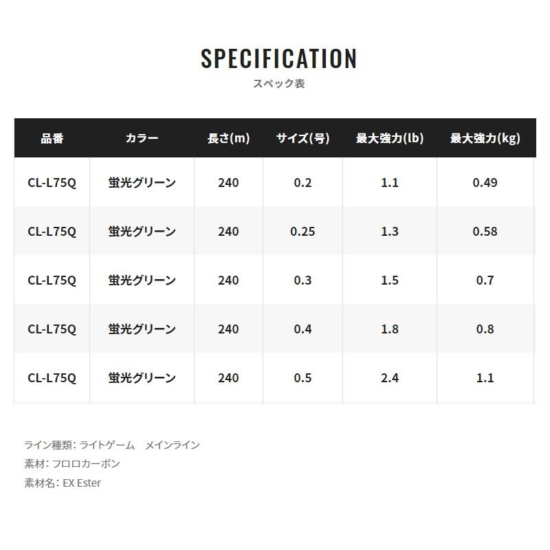 シマノ　CL-L75Q サイトレーザーEX エステル 0.2号-240m 蛍光グリーン｜yfto2｜02