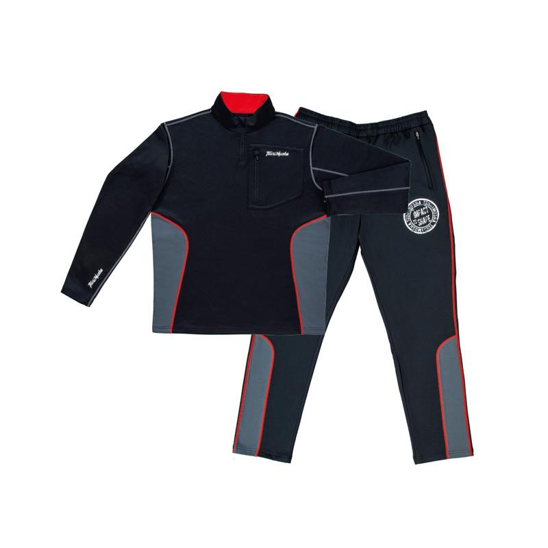 釣武者 A00702 ウォームアップミッドレイヤースーツ M ブラック : 釣具