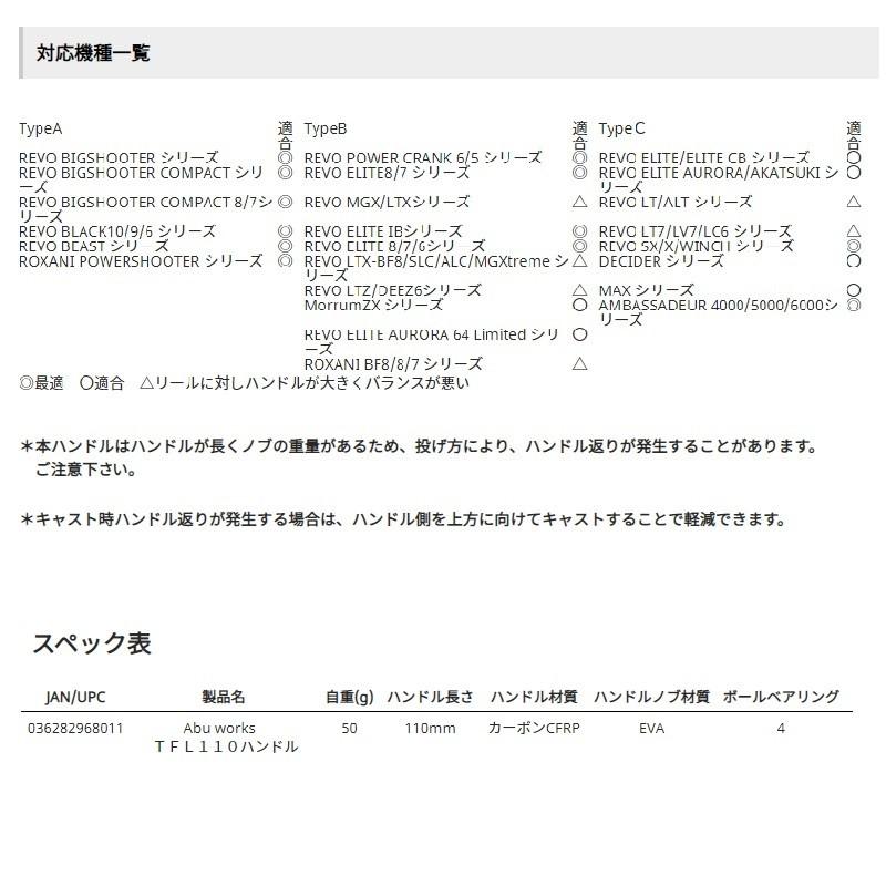 TFL 110 ハンドル アブ純正】 アブ ワークス TFL110ハンドル