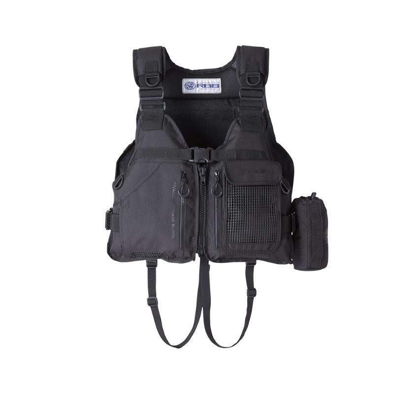 リバレイ 7661 RBB ロックショアショートベスト BLK/ブラック : 釣具の
