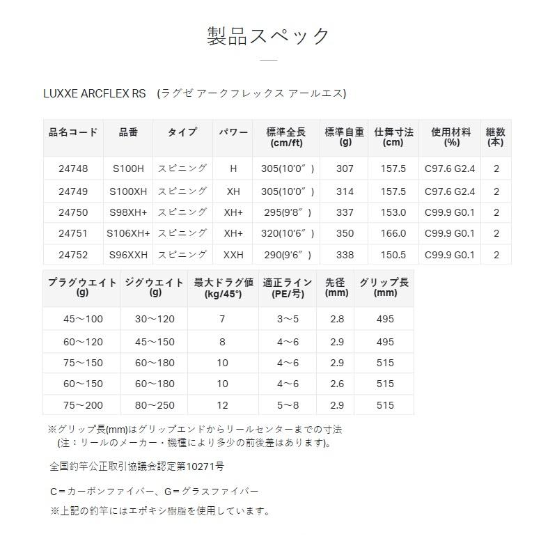Gamakatsu（がまかつ） ラグゼ アークフレックス RS S100XH : 釣具の