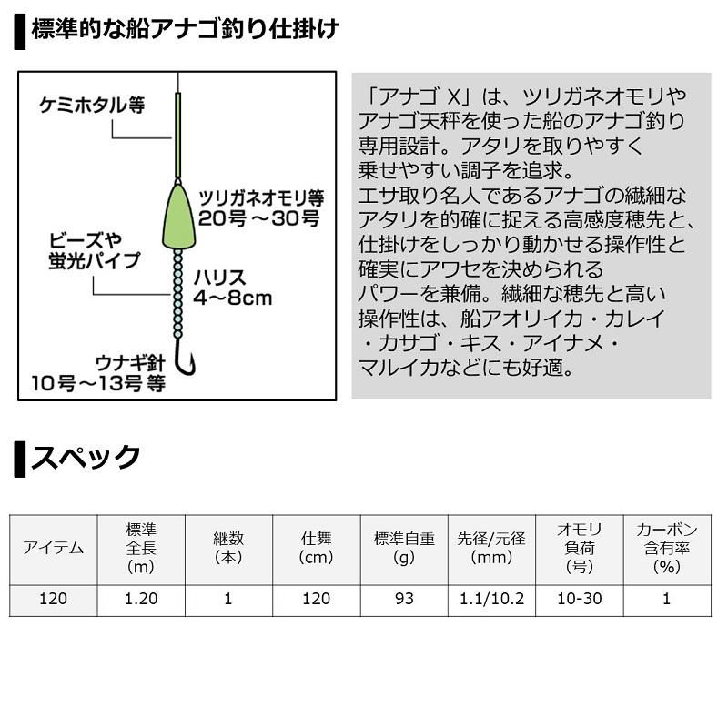 送料込　ダイワ　アナゴX Amazon | ダイワ(DAIWA) 21 アナゴ X 120・R 1ピース 7:3調子