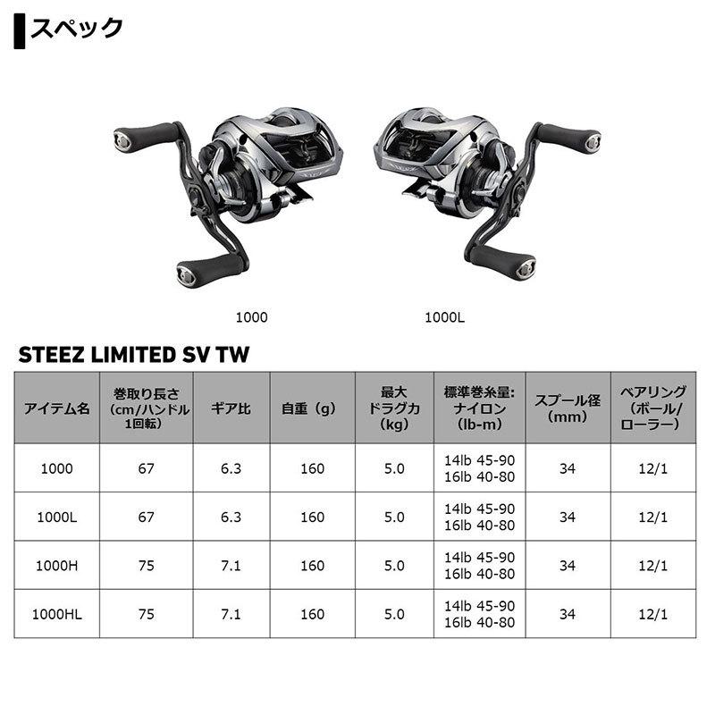 DAIWA（ダイワ） スティーズリミテッド SV TW 1000 /ベイトリール バス