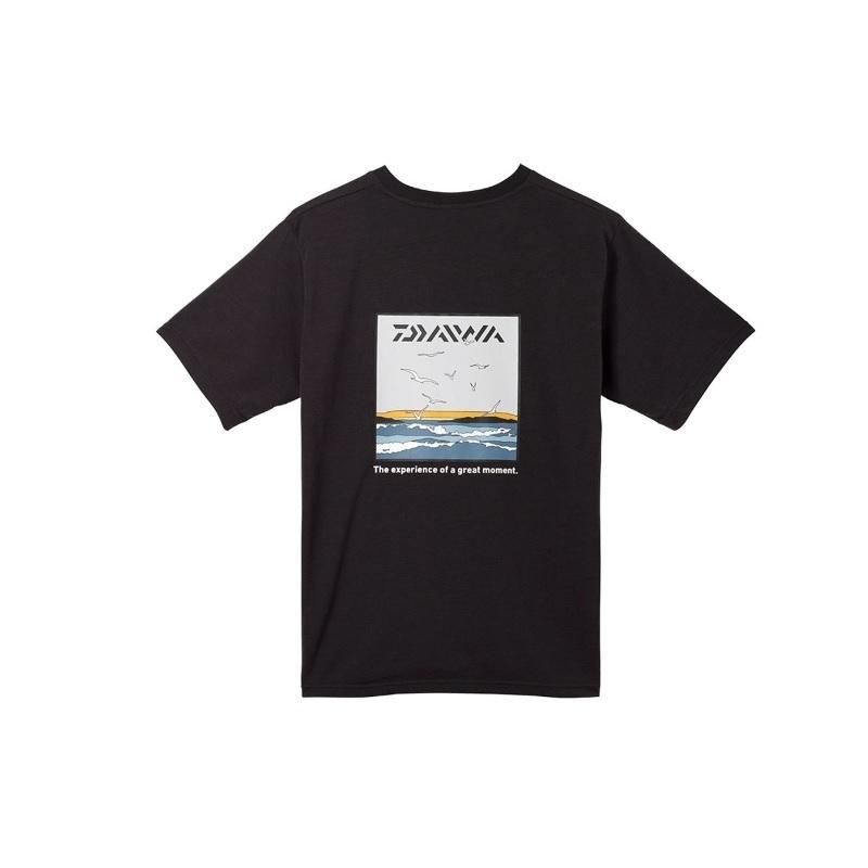 Daiwa ブラック Tシャツ サングラス キャップ付き DAIWA（ダイワ） DE-6422 グラフィックTシャツ カモメ ブラック L