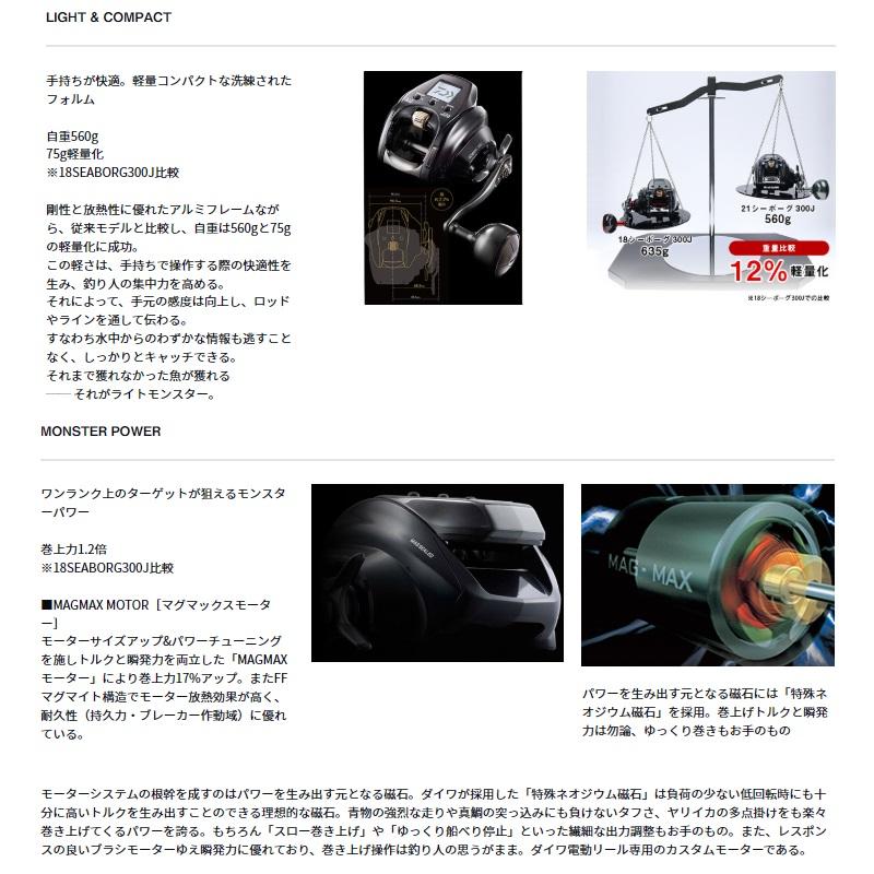 DAIWA（ダイワ） 21 シーボーグ 300JL 3号糸付 / 電動リール 左巻き