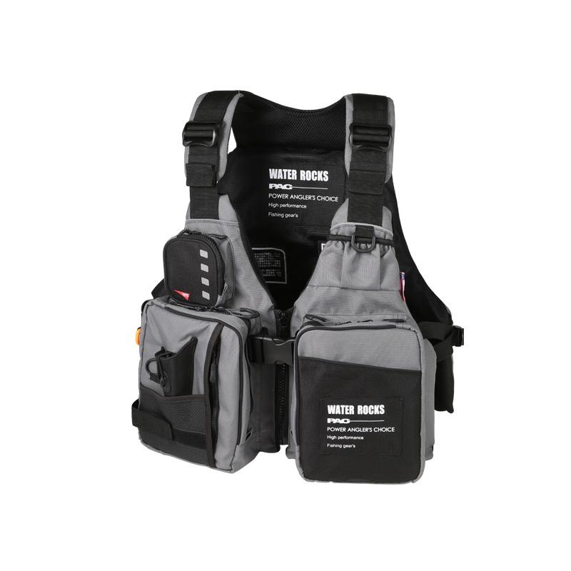 くま  オレンジブルー WRLV-3137 ショートライフベスト チャコール : 釣具の