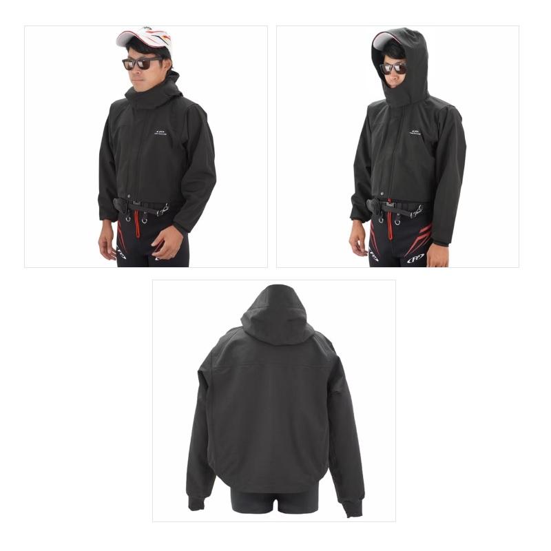 エクセル FP-5005 透湿ショートレインジャケット L ブラック : 釣具の