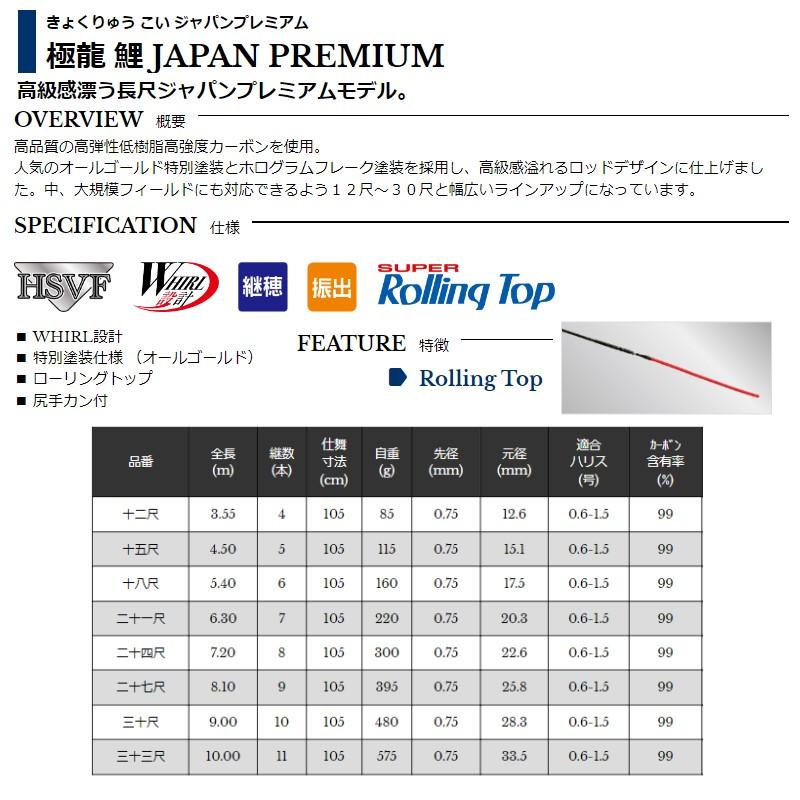 宇崎日新 極龍 鯉 ジャパンプレミアム 33尺 1011 : 釣具のFTO - 通販