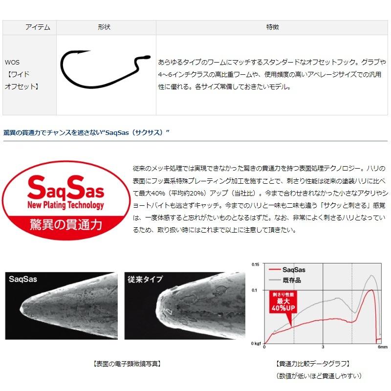 ダイワ　バザーズワームフックSS WOS ワイドオフセット #1/0　1/0｜yfto｜02
