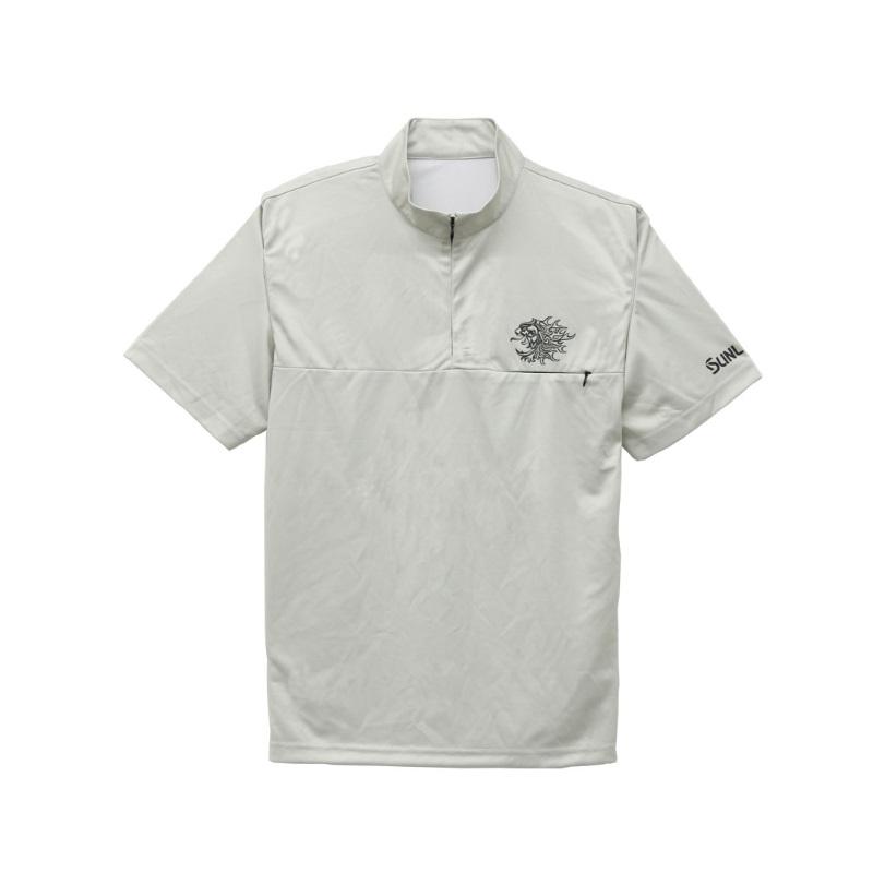 サンライン　獅子ジップシャツ (半袖)　ＳＵＷ-０４２１６ＣＷ　ブラック　LL サンライン SUW-04216CW 獅子ジップシャツ(半袖) 3L ライトグレー