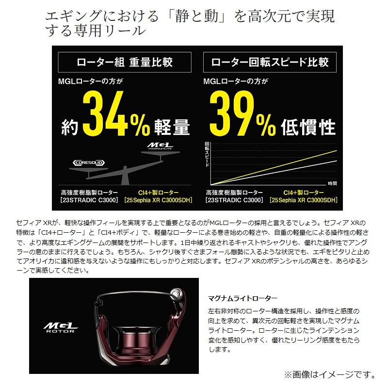 シマノ（SHIMANO） 25セフィアXR C3000SHG / エギング リール : 釣具の