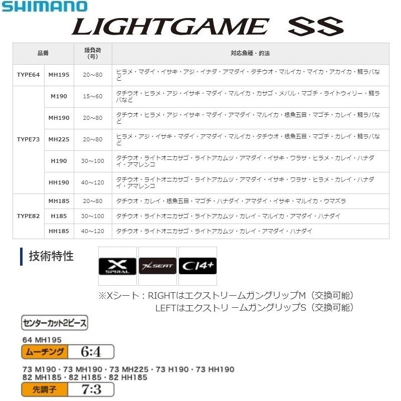 シマノ（SHIMANO） 19 ライトゲーム SS 82HH185L / 船竿 2ピース 先