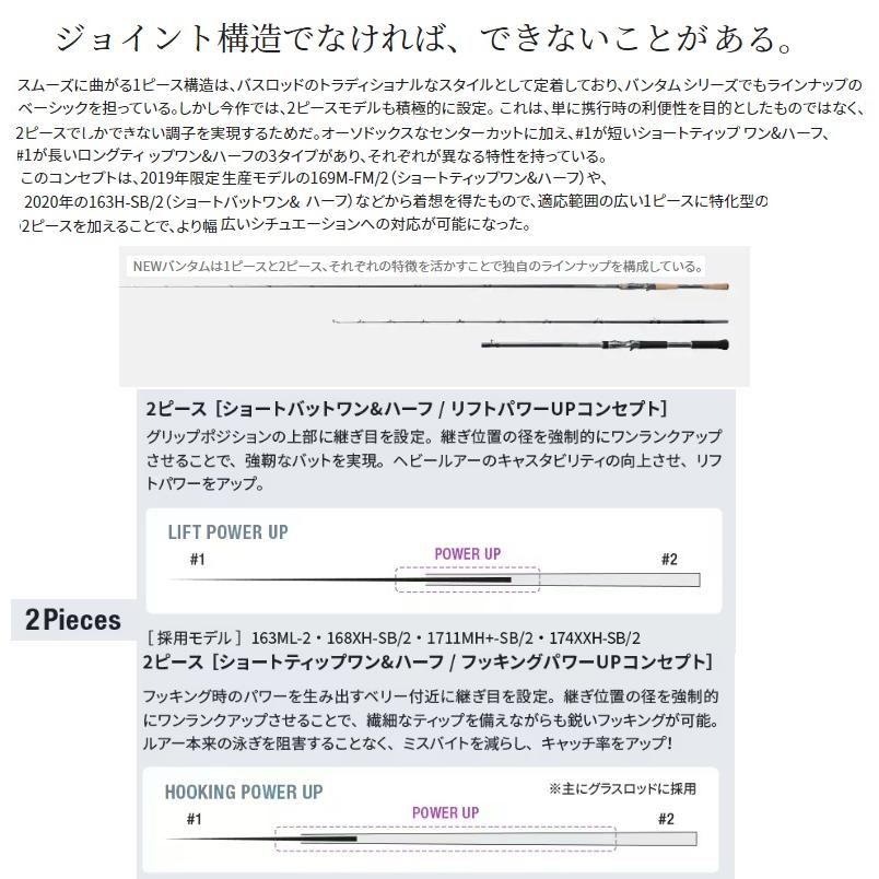 シマノ 22バンタム 174XXH-SB/2 / バス ベイト ロッド シマノバンタム