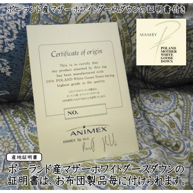 羽毛布団 ダブル 掛け布団 日本製 綿100％ ポーランド産マザーホワイト