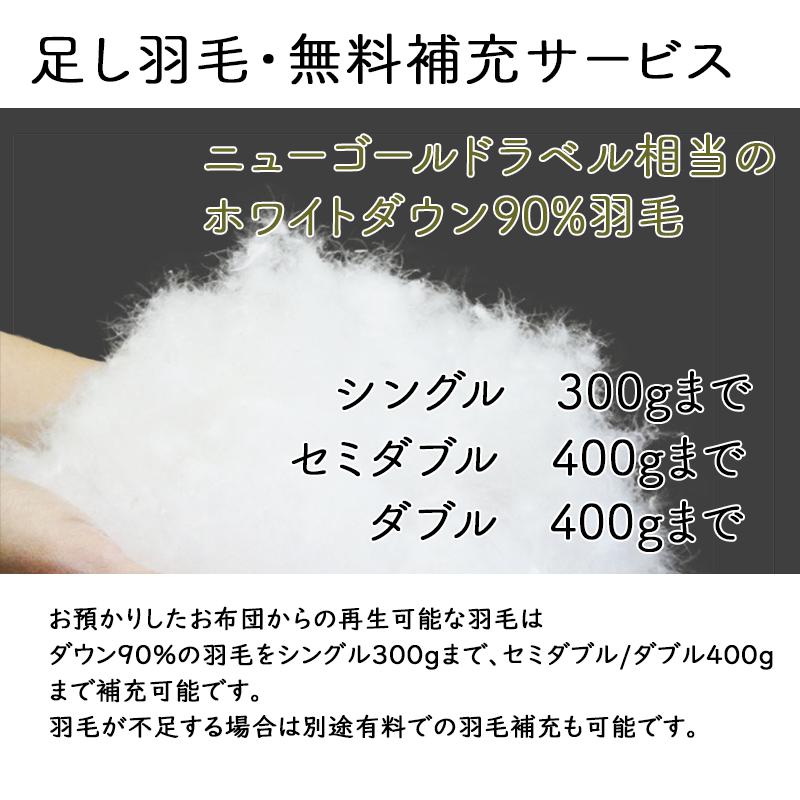 羽毛布団 打ち直し シングル リフォーム (サイズ変更可能) 側生地選択可能／羽毛洗浄再生込み料金・羽毛洗浄クリーニング |  | 06