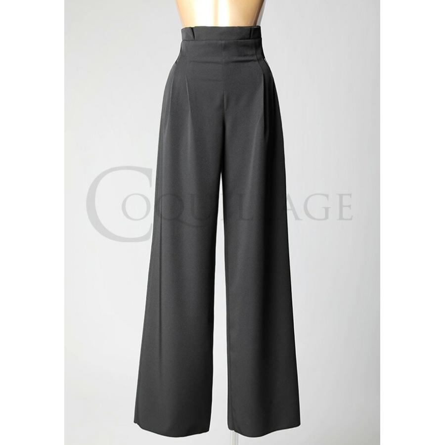 社交ダンス 社交ダンス衣装 パンツ 練習着 黒 PopconAtelier ポップコンアトリエ ハイウエスト・ストレートダンスパンツ(ブラック) モダン ラテン スタンダード ポップコンアトリエ ハイウエスト ストレートダンスパンツ 89cm