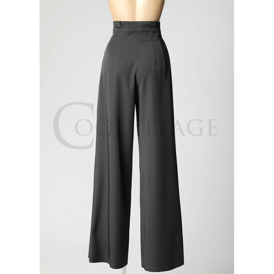 社交ダンス 社交ダンス衣装 パンツ 練習着 黒 PopconAtelier ポップコンアトリエ ハイウエスト・ストレートダンスパンツ(ブラック) モダン ラテン スタンダード ポップコンアトリエ ハイウエスト ストレートダンスパンツ 89cm