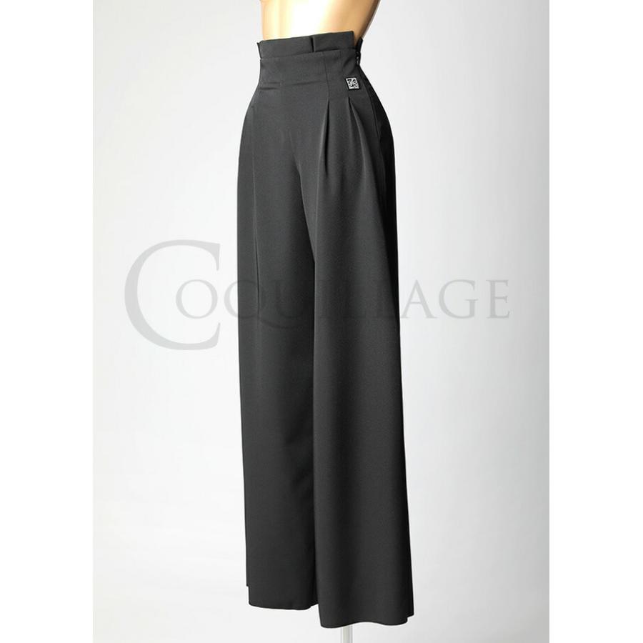 社交ダンス 社交ダンス衣装 パンツ 練習着 黒 PopconAtelier ポップコンアトリエ ハイウエスト・ストレートダンスパンツ(ブラック) モダン ラテン スタンダード ポップコンアトリエ ハイウエスト ストレートダンスパンツ 89cm