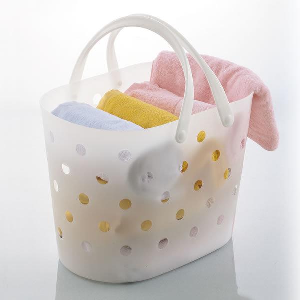 収納かご ニュードットEバスケット クリア×ネイビー 2色セット F