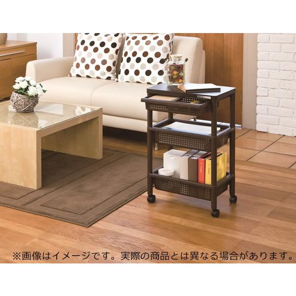 キッチンワゴン ウッドテーブルワゴン 引き出しバスケット付 ホワイト