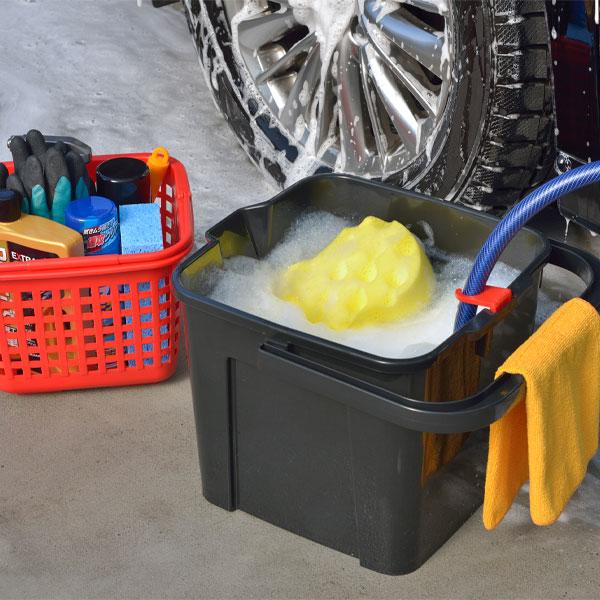 イノマタ化学 かしこいバケツ 17L 3216 ｜ バケツ 洗車 踏み台 フタつき ばけつ カゴつき 日本製 ステップ 潮干狩り 掃除用品 角型 | イノマタ化学 | 07