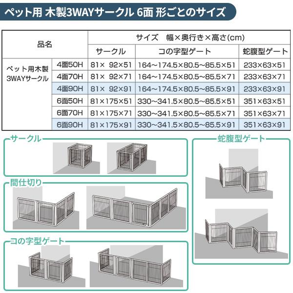 リッチェル ペット用 木製3WAYサークル 6面 （トレー+屋根面セット） 高さ90cm ブラウン ｜ ペット 犬 サークル ケージ 木製 枠｜yh-beans｜14