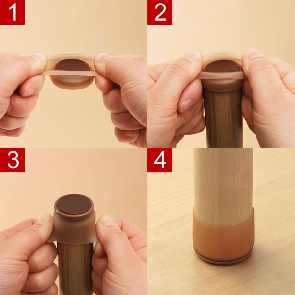 LEC（レック） 椅子脚カバー 脚ピタキャップ M 丸・角兼用 4個入×4