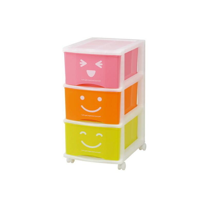 収納ケース ハッピーケース 3段 ｜ 奥行42cm プラスチック 子供部屋