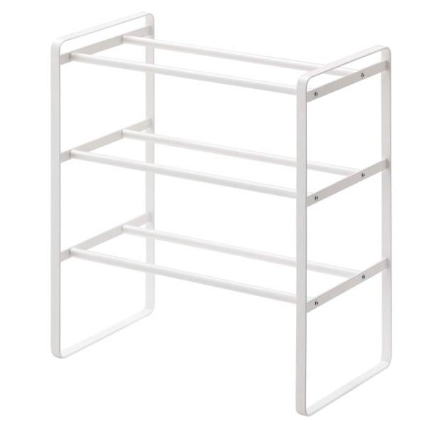 山崎実業 靴 収納 フレーム 伸縮シューズラック 3段 ホワイト 2個