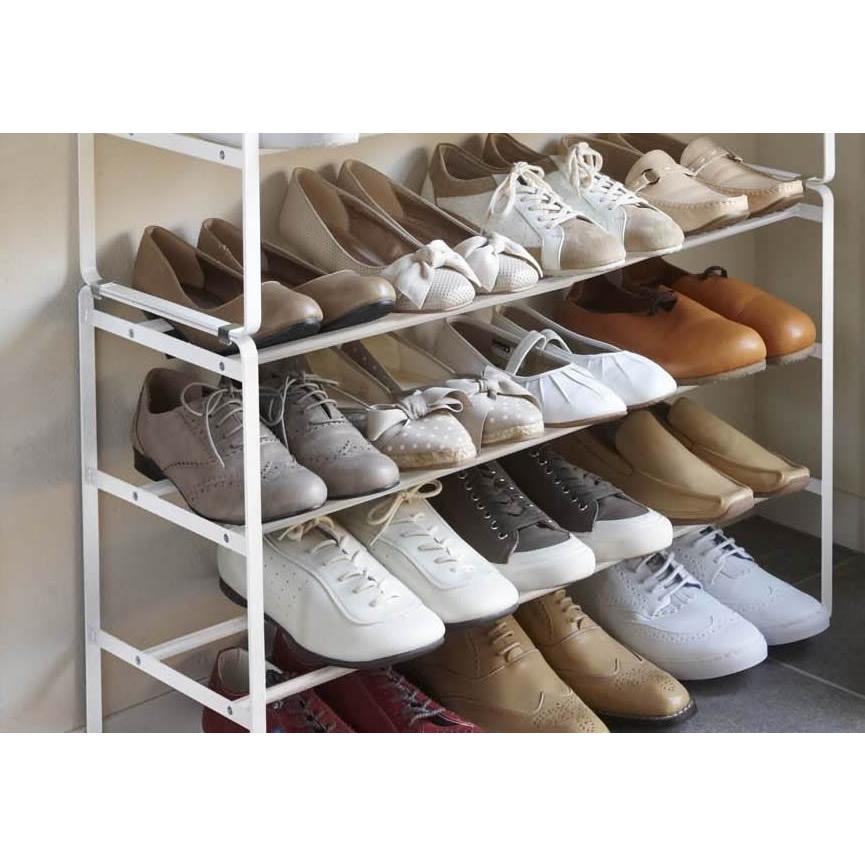 山崎実業 靴 収納 フレーム 伸縮シューズラック 3段 ホワイト 2個