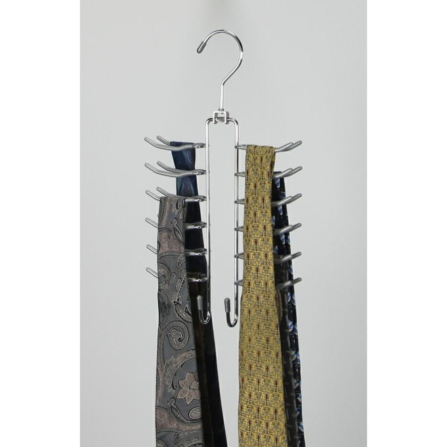 サワフジ 滑らないハンガー ネクタイハンガー 24本収納 シルバー AN-04