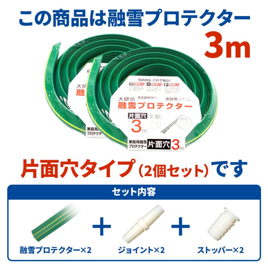 融雪ホース 大研の融雪プロテクター 3m 片面穴 グリーン 2個セット KUP